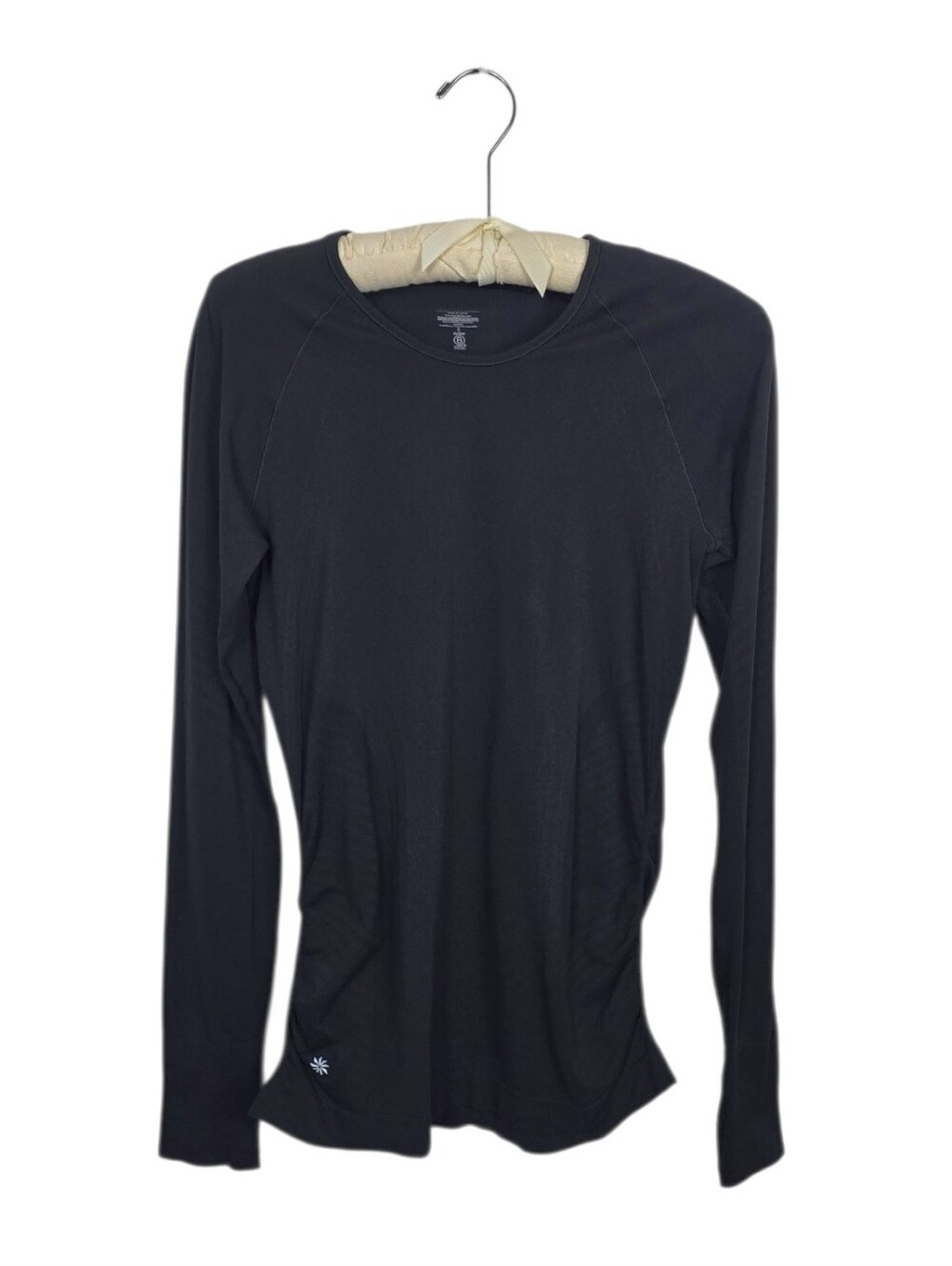 Athleta Ruched Long Sleeve Running Workout Top Black Women's Small